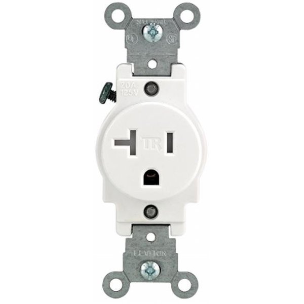 Leviton Leviton Mfg R52-T5020-0WS 20 Amp White Single Power Tamper Resistant Outlet R52-T5020-0WS